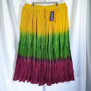VTG LK Collections Tie Dye Skirt Woman Crinkled Tie Waist Midi Boho Gipsy Hippie